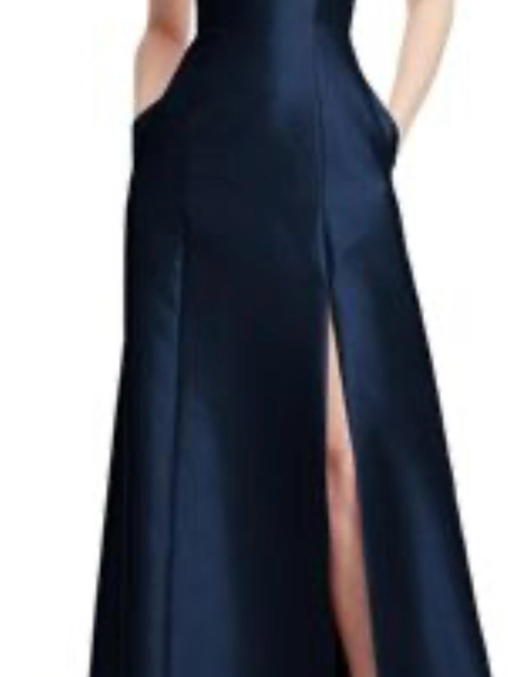Elegant Navy Blue Evening Dress with Front Slit